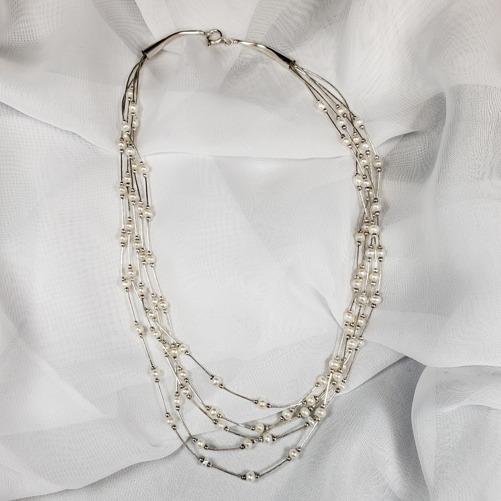 Freshwater Pearls & 925 Sterling Necklace